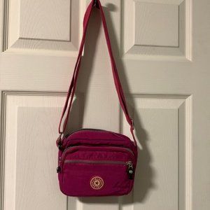 JIELSHI CROSSBODY HOBO BAG PINK NYLON ZIPPED MULTI POCKETS ZIP